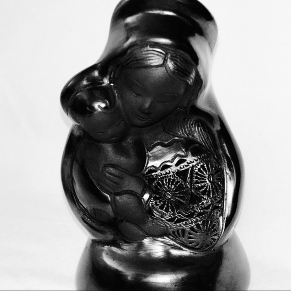 Dona Rosa Black Clay Pottery Artist Mexico Vintage Madonna and Child Virgin Mary - Picture 3 of 4